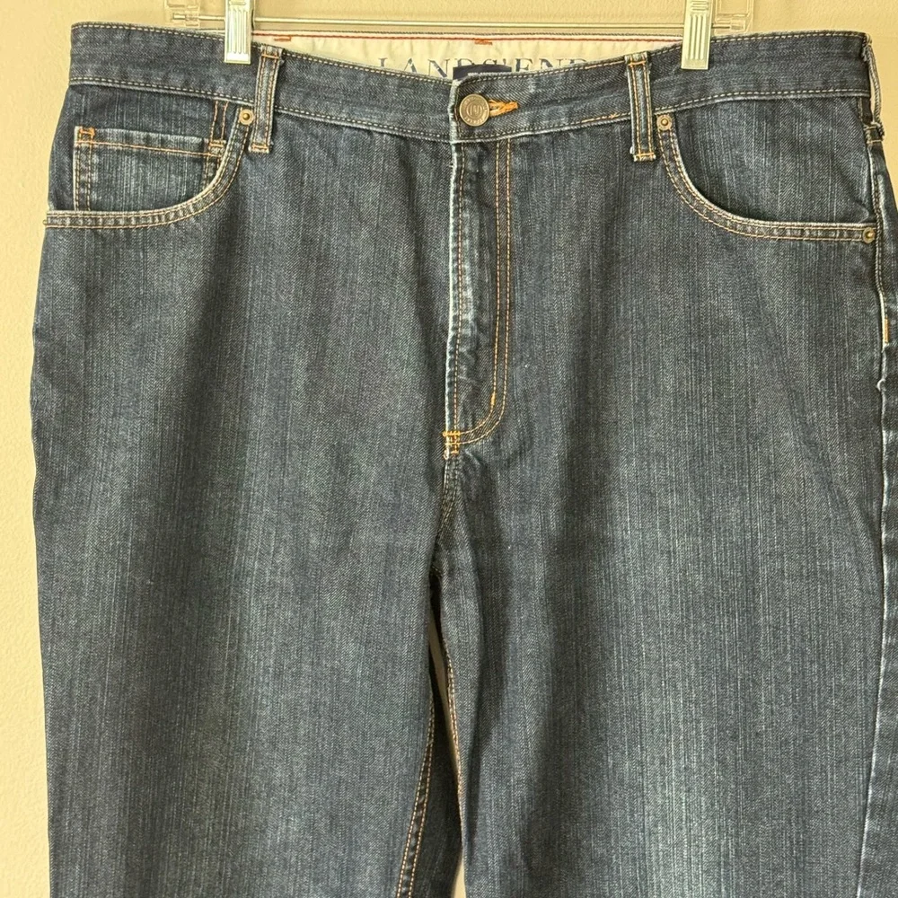 Lands End Jeans Mens 38x31 Dark Wash Denim Traditional Fit Tapered Leg